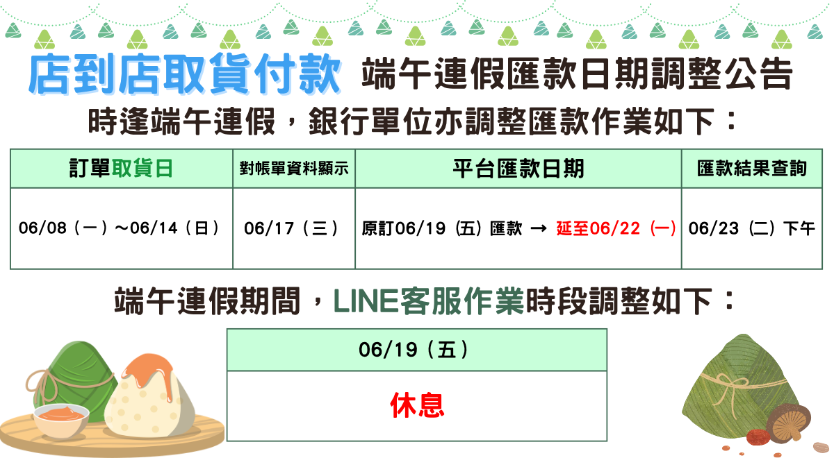 2026年端午節匯款日期、客服時段調整公告